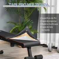 HOMCOM Banco de Pesas Banco de Musculación Plegable con Respaldo Inclinable en 6 Posiciones Banco de Abdominales para Fitness Entrenamiento Completo en Gimnasio Casa Carga 150 kg Negro(m-8)