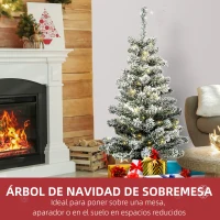 HOMCOM Árbol de Navidad Pequeño Artificial 90 cm con Luces LED 116 Ramas Maceta Desmontable y Soporte de Metal Decoración Navideña para Interior Ø40x90 cm Verde y Blanco(m-6)