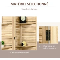 HOMCOM Paravent intérieur 4 panneaux 3 étagères pliables portes persiennes bois de paulownia aspect pin autoclave(m-5)