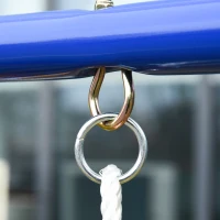 Outsunny Balançoire 3 agrès portique avec 2 balançoires et Face à Face dim. 2,9L x 1,8l x 1,96H m métal époxy anticorrosion PE Rouge Bleu Jaune(m-9)