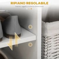 HOMCOM Mobile Scarpiera Salvaspazio con Panca Contenitore e Vani Aperti(m-7)