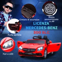 AIYAPLAY Macchina Elettrica per Bambini Licenza Mercedes SLC 300 con Telecomando, in PP e Metallo, 107x62.5x44 cm, Rosso(m-6)