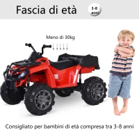HOMCOM Mini Quad Elettrico per Bambini per Esperienza di Guida Realistica 12V Velocità Massima 6km/h Lettore Musica MP3 Luci e Fanali, 120x79x78.5cm(m-5)