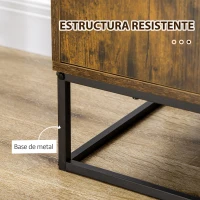 HOMCOM Aparador con Botellero para 4 Botellas con Encimera de Cristal Estilo Industrial 60x40x100 cm Marrón Rústico(m-7)