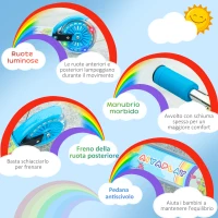 HOMCOM Monopattino per Bambini 3-7 Anni Pieghevole a 2 Ruote e Altezza Regolabile, 67x32x65-78 cm, Blu(m-7)