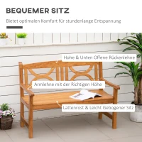Outsunny Gartenbank 2-Sitzer Sitzbank aus Holz Parkbank bis 250 kg Bank Terrassenbank mit Rückenlehnen Gartenmöbel Pappelholz Natur 123 x 61 x 89,5 cm(m-5)