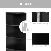 HOMCOM Eckregal Standregal Bücherregal Dekoregal Blumenregal Holzregal fächerförmig 4 Fächer Schwarz 39,5 x 39,5 x 120 cm(m-6)