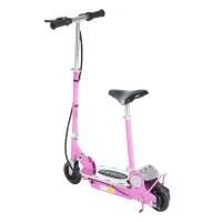 HOMCOM Trottinette électrique 120 W pliable pour enfant de 7 à 12 ans hauteur guidon et selle réglable 10 Km/h max. rose(m-10)