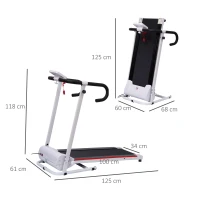 HOMCOM Tapis de course Fitness électrique pliable - 1 à 10 Km/h - écran LCD multifonctions - puissance 500 W - noir et blanc(m-3)