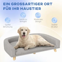 PawHut Hundesofa für große Hunde bis 30 kg, gepolsterte, Kiefernholzbeine, 98 x 67 x 25 cm, Grau(m-7)