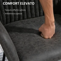 HOMCOM Set 2 Sedie Moderne per Sala da Pranzo, Cucina o Soggiorno, Sedie Imbottite in Similpelle Grigia 60x56.5x85cm(m-5)