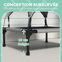 PawHut Lit pour chien chat sur pieds grand confort velum anti-UV oxford sac de transport inclus 76 x 61 x 69,5 cm gris(m-7)