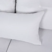 HOMCOM Canapé 2 Places Grand Confort dim. 140L x 78l x 83H cm Coussin déco. Inclus Pieds Bois Massif Eucalyptus Tissu Lin Gris Clair(m-7)