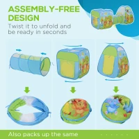 HOMCOM 3 in 1 Pop Up Tent Kids Playhouse Toddlers Crawl Tunnel Cute Drawing On Surfuce Indoor Outdoor Garden Use 230 x 74 x 93 cm(m-4)