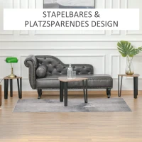 HOMCOM 3er Set Couchtisch, Stapeltisch, Beistelltisch, Kaffeetisch, Satztisch, MDF, Natur+Schwarz, 56 x 54,2 x 45,5 cm/42 x 43,8 x 43 cm/36 x 34 x 41 cm(m-5)