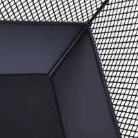 Outsunny Metal Square Fire Pit Outdoor Mesh Firepit Brazier w/ Lid, Log Grate, Poker for Backyard, Camping, Bonfire, Wood Burning Stove, 44 x 44 x 40cm, Black(m-7)