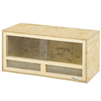 PawHut Terrario per Rettili in Legno con Porte in Vetro Scorrevoli e Pannelli in Rete, 60x29.5x29.5cm(m-10)