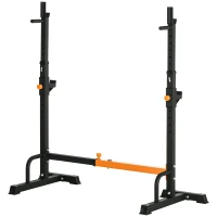 HOMCOM Support pour haltères avec poignée repose haltères rack Squats hauteur largeur réglables charge max. 150 kg acier noir(m-10)