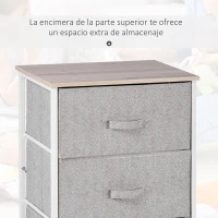 HOMCOM Cómoda con 4 Cajones de Tela Cajonera Armario de Almacenaje Multifuncional para Dormitorio Salón Pasillo 45x30x92 cm Gris(m-5)