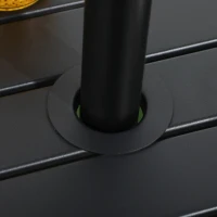 Outsunny Garden Side Table End Table Patio Coffee Table with Umbrella Hole, Steel Frame for Balcony, Black(m-7)