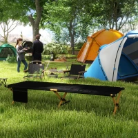 Outsunny Bain de soleil chaise longue pliable en aluminium avec pochette latérale - tissu Oxford pour plage, camping, jardin(m-2)