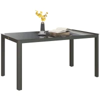 Outsunny 150cm x 88cm Aluminium Table, with Glass Tabletop - Grey(m-1)