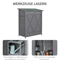Outsunny Gartenschrank Geräteschuppen mit 2 Tür Geräteschrank mit Asphaltdach Gartenlagerschrank Antidumping Design mit Bodennägel Tannenholz Grün+Grau 139 x 75 x 160 cm(m-6)