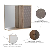 HOMCOM Armadietto Pensile per il Bagno Grigio e Rovere, 57 x 14.2 x 49.2cm(m-4)