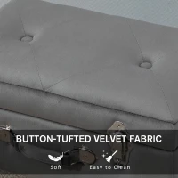 HOMCOM Elegant Velvet Footstool Pouffe Storage Trunk Stool Wood Legs Foot Pads Home Bedroom Hallyway Unique Storage Grey(m-6)