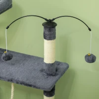 PawHut Rascador para Gatos 134 cm Torre para Gatos con Nidos Plataformas Bolas de Juguete y Postes de Sisal Gris Oscuro(m-8)
