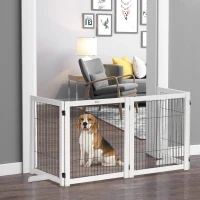 PawHut Barrera de Seguridad para Perros Plegable 264x77 cm de 4 Paneles con Patas y Marco de Madera para Puertas Escaleras(m-2)