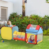HOMCOM 3 in 1 Pop Up House Tent Play Tunnel Set Toddlers Crawl Tunnel Kids Playhouse Indoor Outdoor Garden Use Multicolor 230 x 70 x 89 cm(m-2)