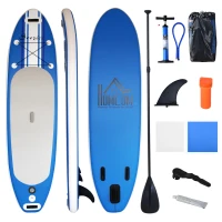HOMCOM Tabla de Paddle Surf Hinchable con Remo Ajustable e Inflador Pádel Surf con 3 Aletas y Bolsa de Transporte 305x76x15cm(m-1)