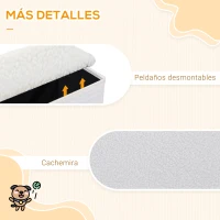 PawHut Escalera para Mascotas de 3 Peldaños Plegable con Tapas Abatibles y Espacio de Almacenamiento 3 Escalones de Perros Gatos Pequeños para Cama Sofá 40x54x48 cm Blanco(m-6)