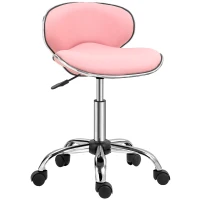 HOMCOM Adjustable Rolling Swivel Beauty Salon Chair, Stool for Spa, Pink(m-1)