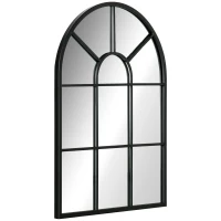 HOMCOM Wandspiegel, Fenster-Design, Flurspiegel, Metallrahmen, 70x50 cm, Schwarz(m-1)