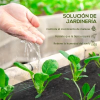 Outsunny Malla Geotextil 2x100 m Malla de Jardín contra Malas Hierbas 60 g/m² Rollo de Malla Antimaleza Negro(m-4)