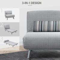 HOMCOM Klappsessel mit Bettfunktion, klappbarer Relaxsessel in Leinenoptik, Verstellbare Rückenlehne, 75 x 70 x 75 cm, Grau(m-6)