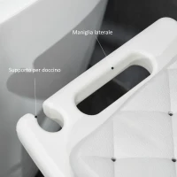 HOMCOM Sgabello da Doccia in Alluminio con Altezza Regolabile, Cuscino e Piedini Antiscivolo, Bianco(m-7)