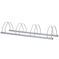 HOMCOM Fahrradständer für 4 Fahrräder Stahl Fahrradhalter mit 35-55 mm Reifenbreiten freistehender Bodenparker Abstellständer Radständer für Boden- oder Wandmontage 108,5 x 30 x 21,5cm Silber(m-10)