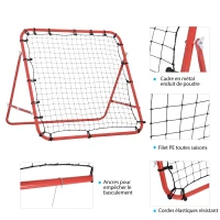 HOMCOM Filet de rebond en métal angle réglable et 20 cordes élastiques pour entraînement de football, tennis, handball 96x80x96(m-7)