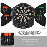 HOMCOM Bersaglio Elettronico Digitale con 12 Freccette per 8 Giocatori, 27 Giochi e 216 Varianti(m-6)