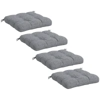 Outsunny Lot de 4 coussins de chaise de jardin, Coussins extérieur capitonné, dim. 48L x 48l cm Gris(m-1)