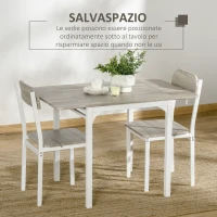 HOMCOM Set con Tavolo Pieghevole e 2 Sedie da Pranzo in Legno e Metallo, Colore Legno(m-6)