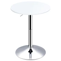 HOMCOM Mesa de Bar Regulable en Altura con Base Redonda y Antideslizante para Cocina Comedor Ø60x69-93 cm Blanco(m-10)