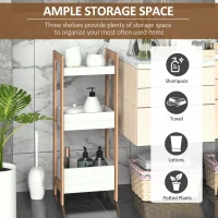 HOMCOM 3-Tier Bathroom Rack Storage Shelf Bamboo Organiser Shower Tower for Narrow Place(m-5)
