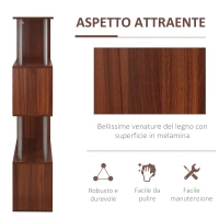 HOMCOM Libreria a 4 Ripiani Design Moderno in Legno e Metallo, Libreria Scaffale per Soggiorno, Studio, Ufficio, 80x30x145cm Noce(m-5)