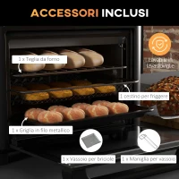 HOMCOM Fornetto Elettrico 1500W da 13L con Funzione Friggitrice ad Aria, 12 Programmi e Temperatura Regolabile, Bianco(m-6)