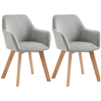 HOMCOM Lot de 2 chaises de salle à manger Fauteuil Assise rembourrée en tissu effet velours Pieds en bois, gris