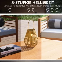 Outsunny Solar-Außenleuchte, 3 Helligkeitsstufen, Automatikbetrieb, Bambusschirm, Ø18,5 x 22 cm(m-7)